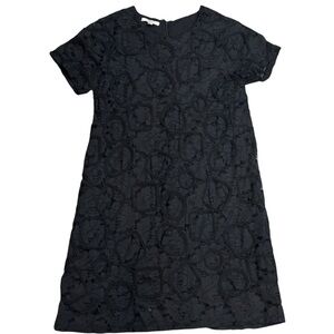 Next Black Rose Pattern Lace with Stitch Detail Lined Short Sleeve Midi Dress 12